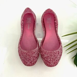 Mel Melissa Campana Girls Papel Flat Size 1 Pink Glitter Jelly Shoe D'Orsay